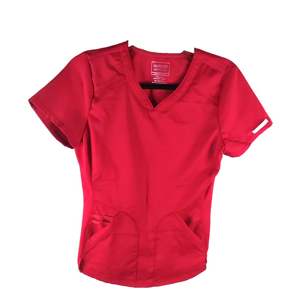 Cherokee Workwear Revolution Women's Scrub Top Red Size X Small No Iron